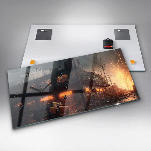 Zegar szklany poziomy Apokaliptyczny budynek