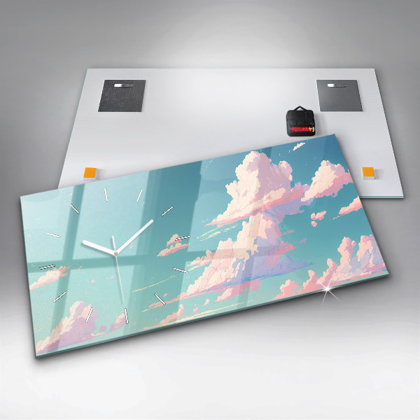 Zegar szklany poziomy Pastelowy kolor nieba
