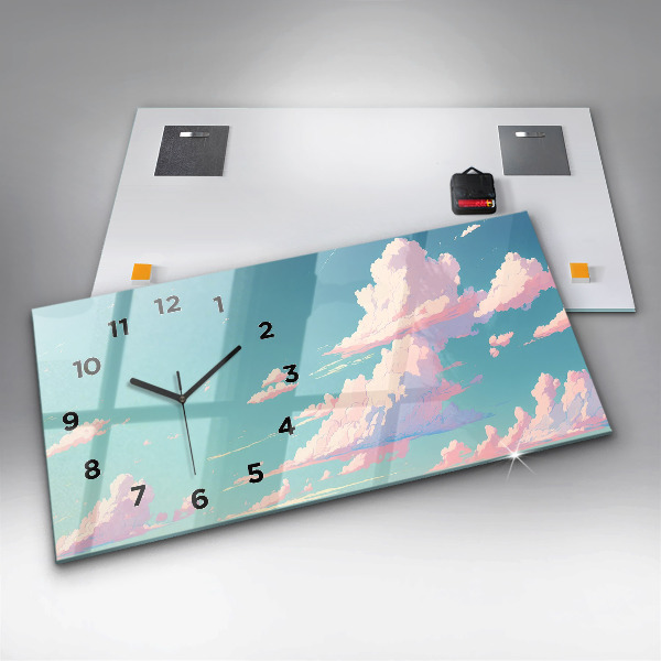 Zegar szklany poziomy Pastelowy kolor nieba