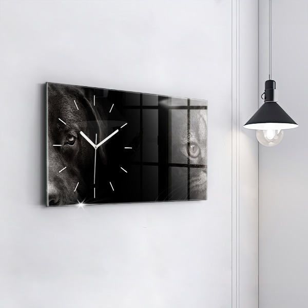 Zegar ścienny poziomy Pies i kot szkocki