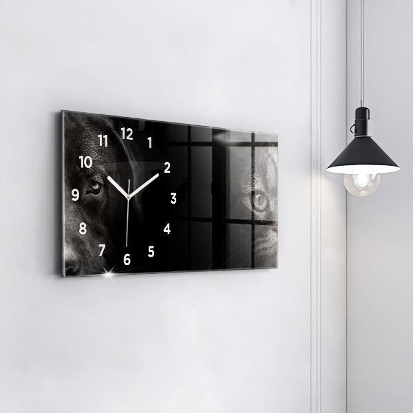 Zegar ścienny poziomy Pies i kot szkocki