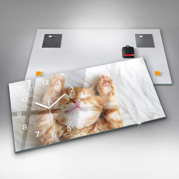 Zegar ścienny poziomy Mały Kotek Śpiący