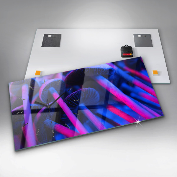 Zegar szklany poziomy Magiczne Grzyby Kolorowe