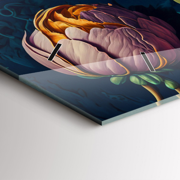 Zegar szklany poziomy Vintage bukiet kwiatów