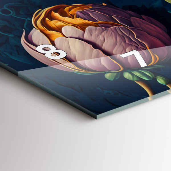 Zegar szklany poziomy Vintage bukiet kwiatów