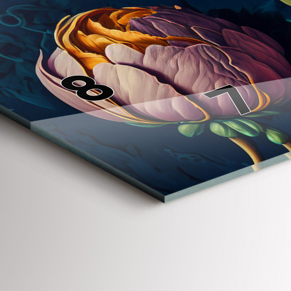 Zegar szklany poziomy Vintage bukiet kwiatów