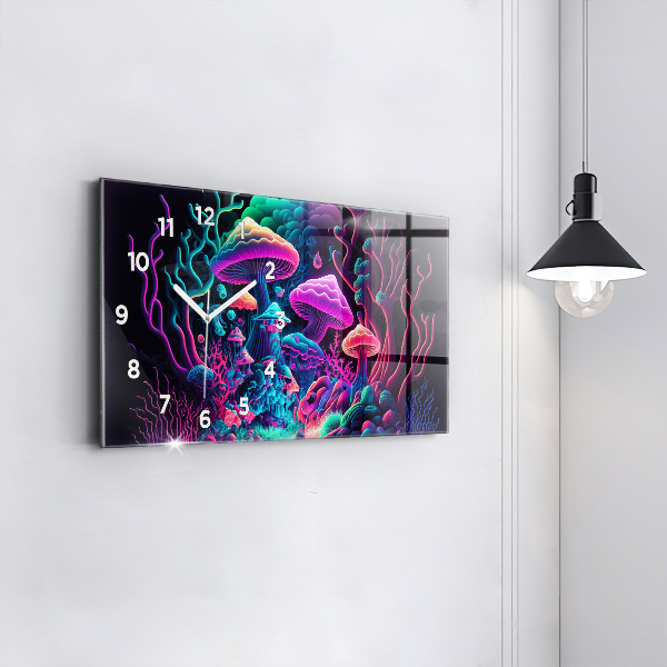 Zegar szklany poziomy Neonowe Grzyby