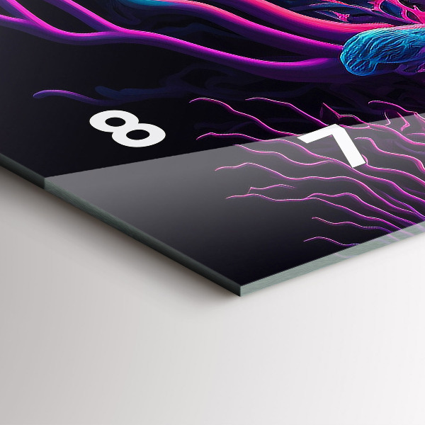 Zegar szklany poziomy Neonowe Grzyby