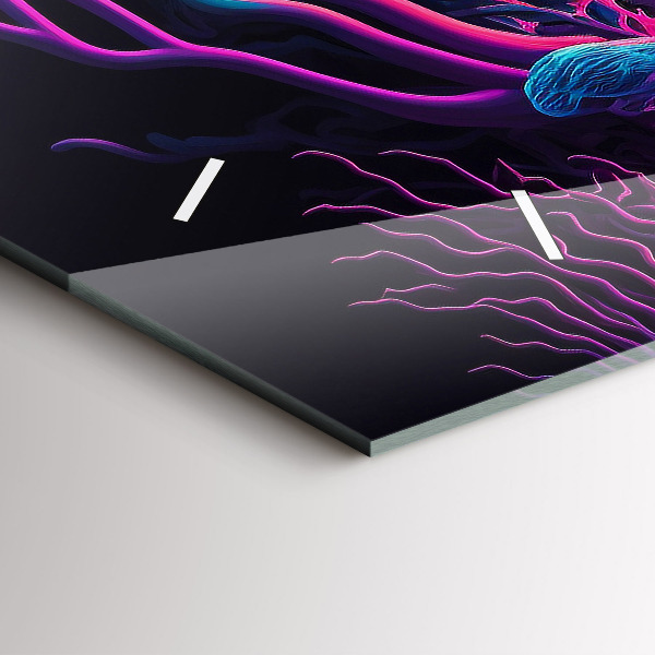 Zegar szklany poziomy Neonowe Grzyby