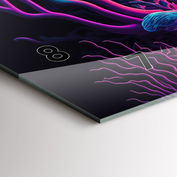 Zegar szklany poziomy Neonowe Grzyby