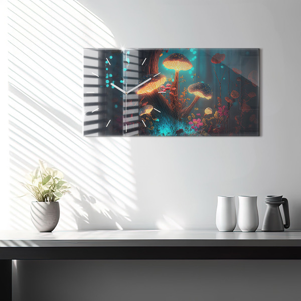 Zegar szklany poziomy Las i magiczne grzyby