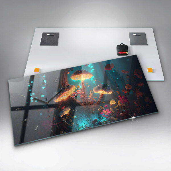 Zegar szklany poziomy Las i magiczne grzyby