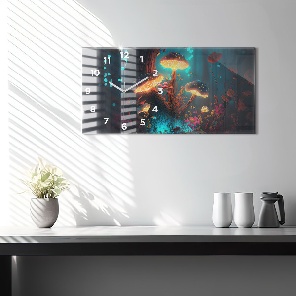 Zegar szklany poziomy Las i magiczne grzyby