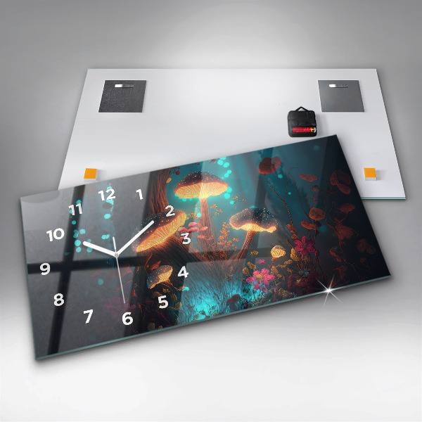 Zegar szklany poziomy Las i magiczne grzyby