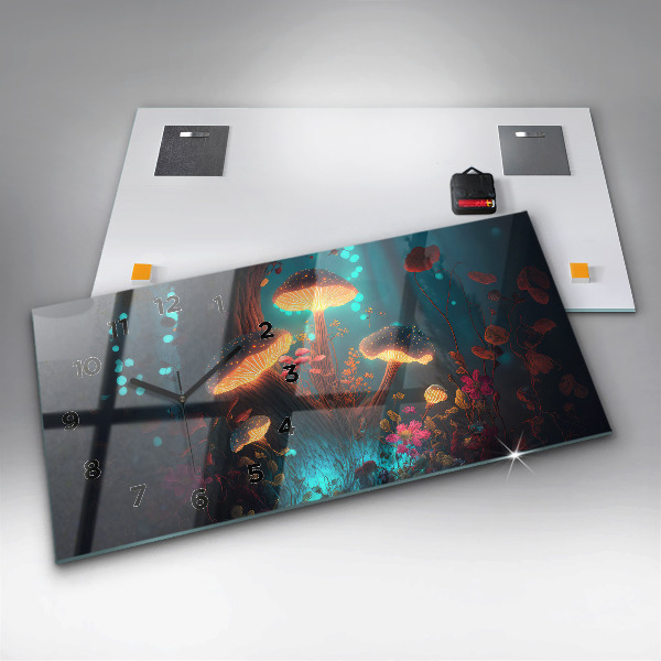 Zegar szklany poziomy Las i magiczne grzyby