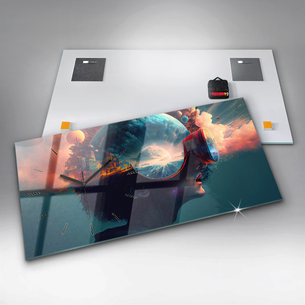 Zegar szklany poziomy Futurystyczny wirtualny świat