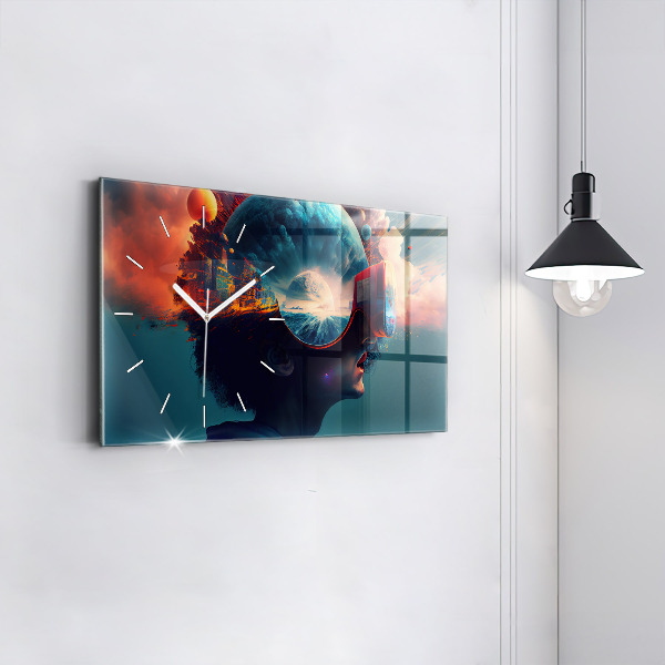 Zegar szklany poziomy Futurystyczny wirtualny świat