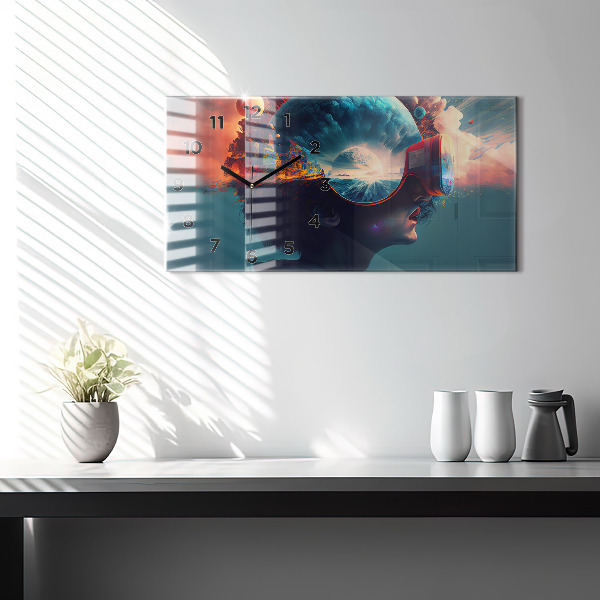 Zegar szklany poziomy Futurystyczny wirtualny świat