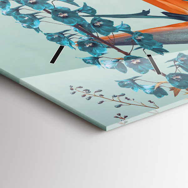 Zegar szklany poziomy Kobieta z kwiatami