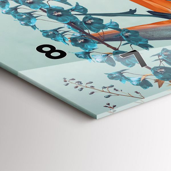 Zegar szklany poziomy Kobieta z kwiatami