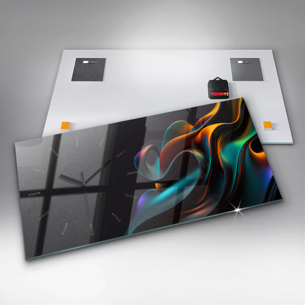 Zegar szklany poziomy Futurystyczna fala