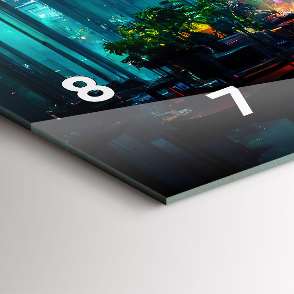 Zegar szklany poziomy Miasto w stylu cyberpunk