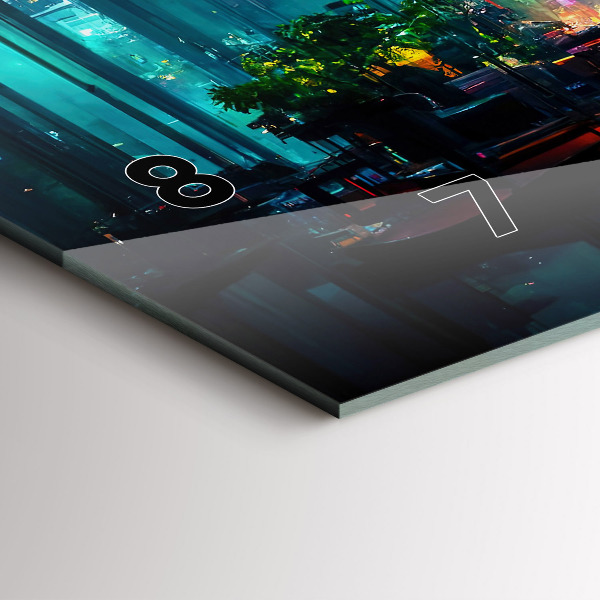 Zegar szklany poziomy Miasto w stylu cyberpunk