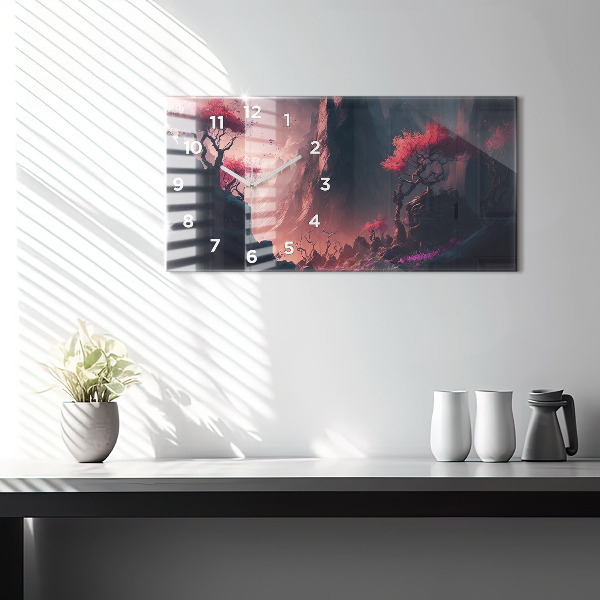 Zegar szklany poziomy Magiczny las i pasmo gór
