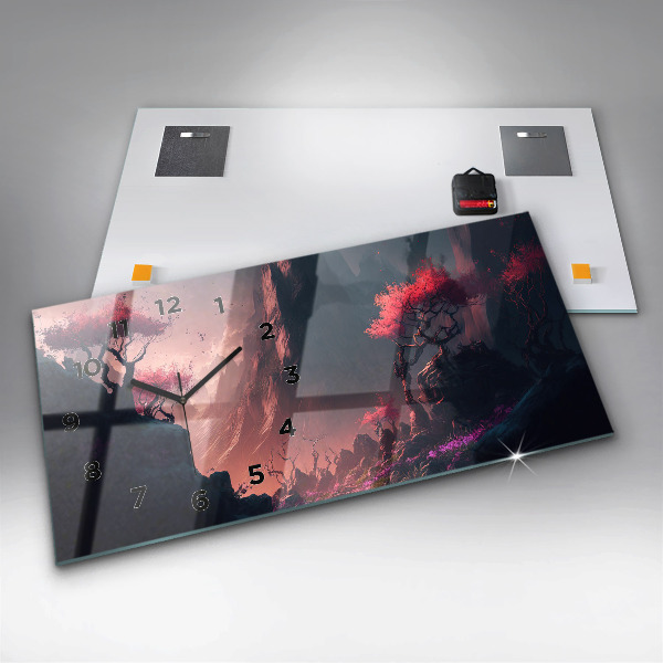 Zegar szklany poziomy Magiczny las i pasmo gór