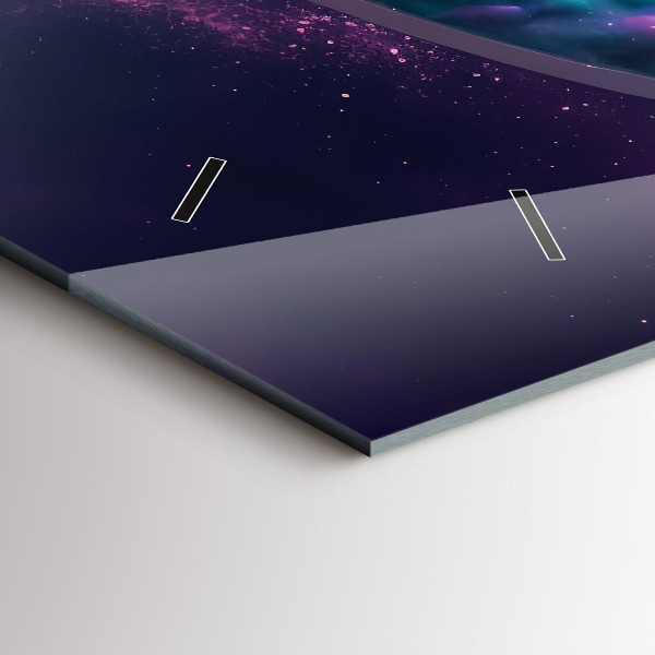 Zegar szklany poziomy Kosmonauta kolorowe obłoki