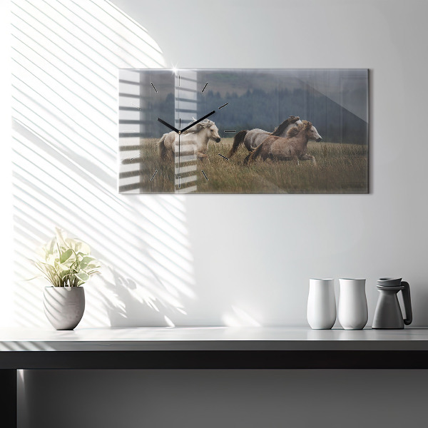 Zegar poziomy Konie w galopie