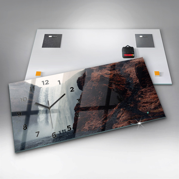 Zegar poziomy Wodospad Islandia Krajobraz