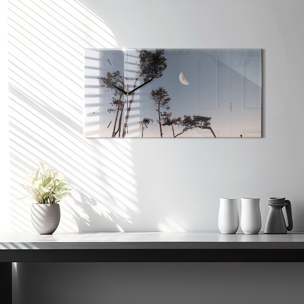 Zegar poziomy Półksiężyc i drzewa