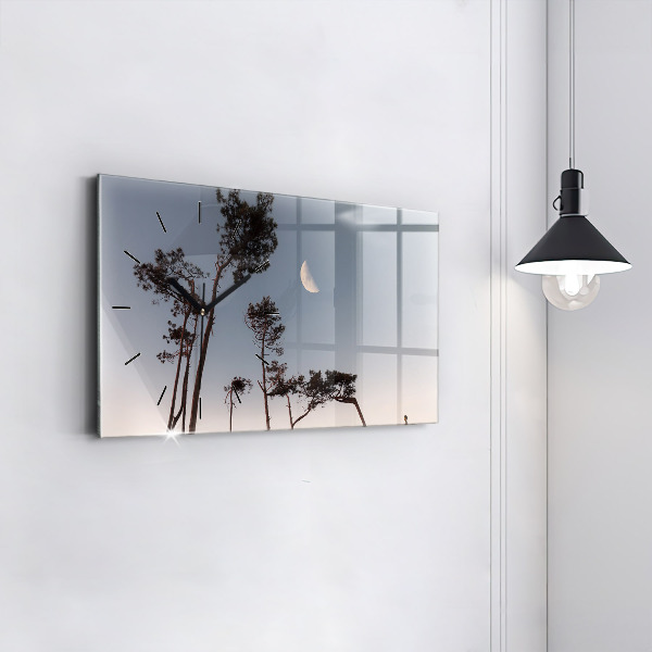 Zegar poziomy Półksiężyc i drzewa