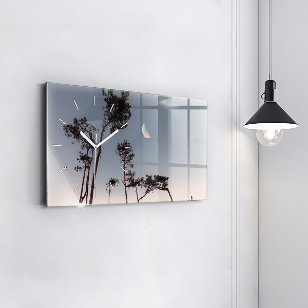 Zegar poziomy Półksiężyc i drzewa