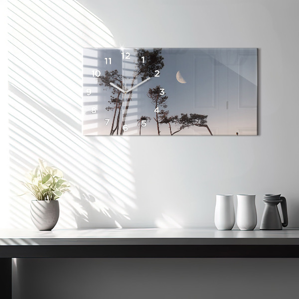 Zegar poziomy Półksiężyc i drzewa