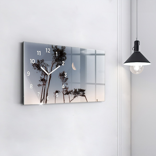 Zegar poziomy Półksiężyc i drzewa