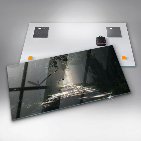 Zegar poziomy Leśna droga i smugi słońca