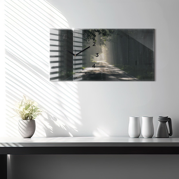 Zegar poziomy Leśna droga i smugi słońca