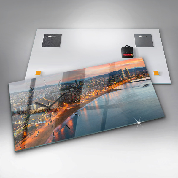 Zegar szklany poziomy Plaża w Barcelonie