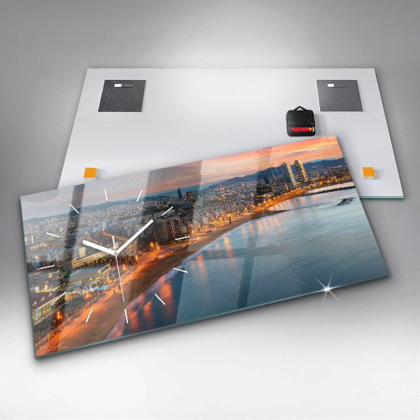 Zegar szklany poziomy Plaża w Barcelonie