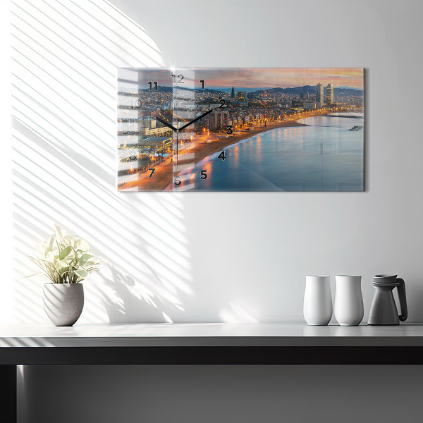 Zegar szklany poziomy Plaża w Barcelonie