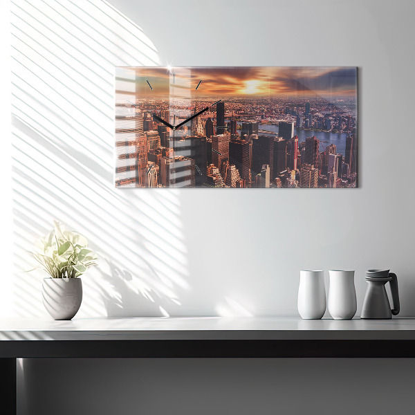 Zegar poziomy Panorama miasta zachód