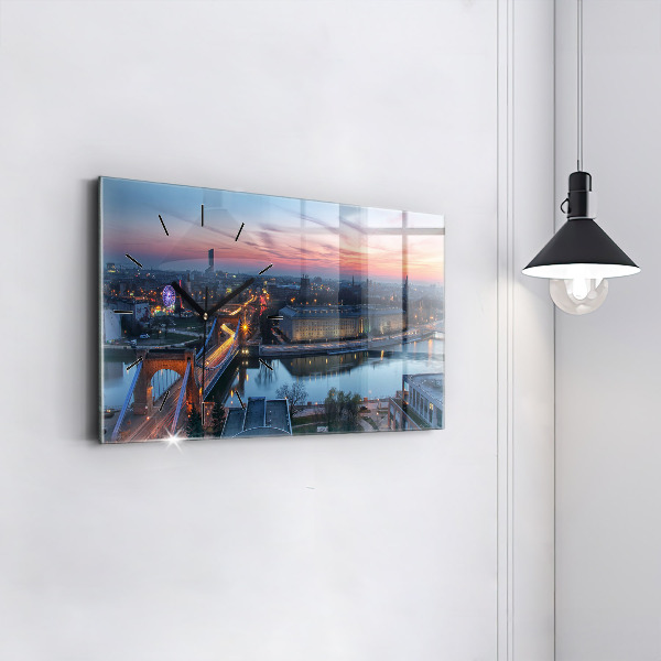 Zegar ścienny poziomy Wrocław z drona