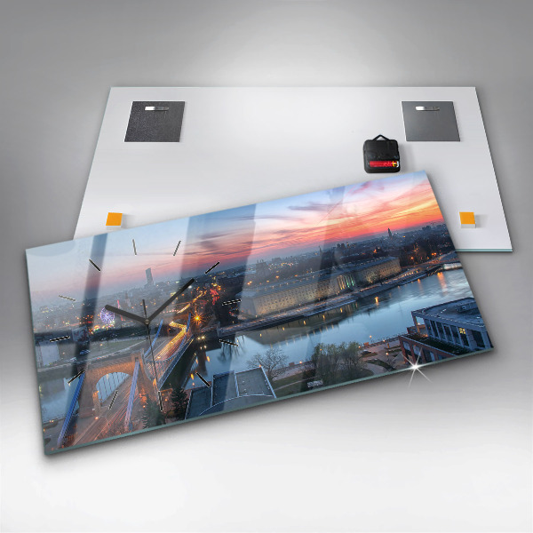 Zegar ścienny poziomy Wrocław z drona