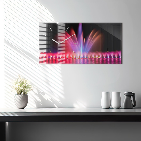 Zegar ścienny poziomy Wrocławska fontanna nocą