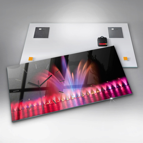 Zegar ścienny poziomy Wrocławska fontanna nocą