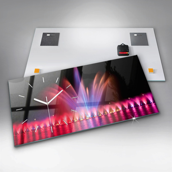 Zegar ścienny poziomy Wrocławska fontanna nocą