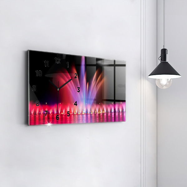 Zegar ścienny poziomy Wrocławska fontanna nocą