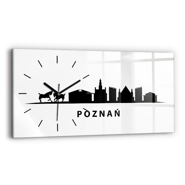 Zegar szklany poziomy Poznań panorama grafika